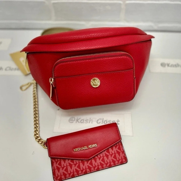 Michael Kors Maisie 2-in-1 Sling WaistPack Large Fanny bag Crossbody Bright Red - Picture 5 of 12